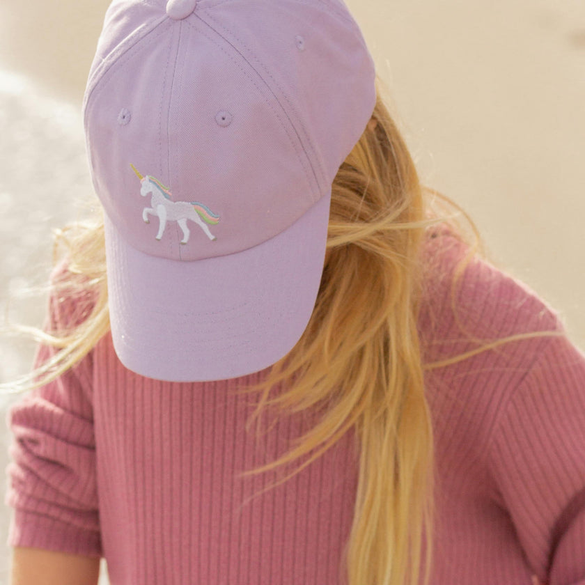 Rainbow Unicorn Bow Baseball Hat (Baby/Toddler, Youth)