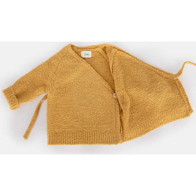Fuzzy Ribbed Hem Long Sleeve Wrap Top