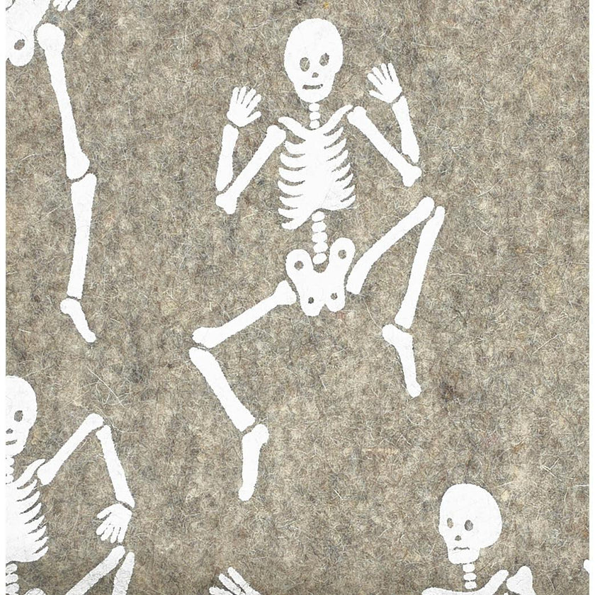 Hand Felted Wool Halloween Skeleton Table Runner - 16"x72"