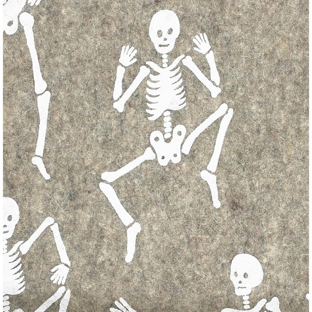Hand Felted Wool Halloween Skeleton Table Runner - 16x72
