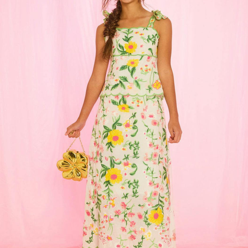 Kaylee Cotton Embroidered Maxi Dress