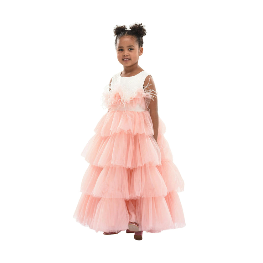 Pink Madera Tiered Tulle Dress