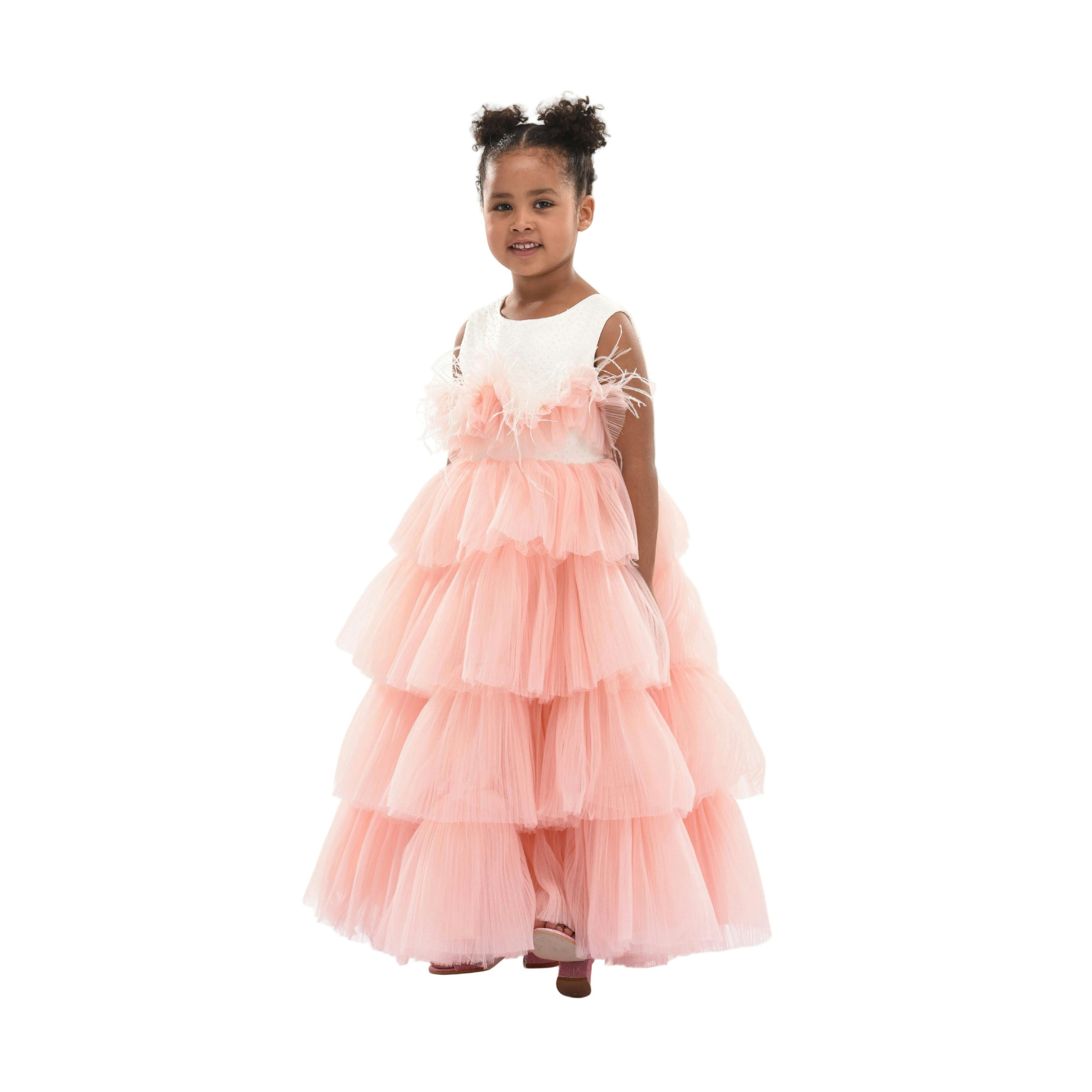 Pink Madera Tiered Tulle Dress