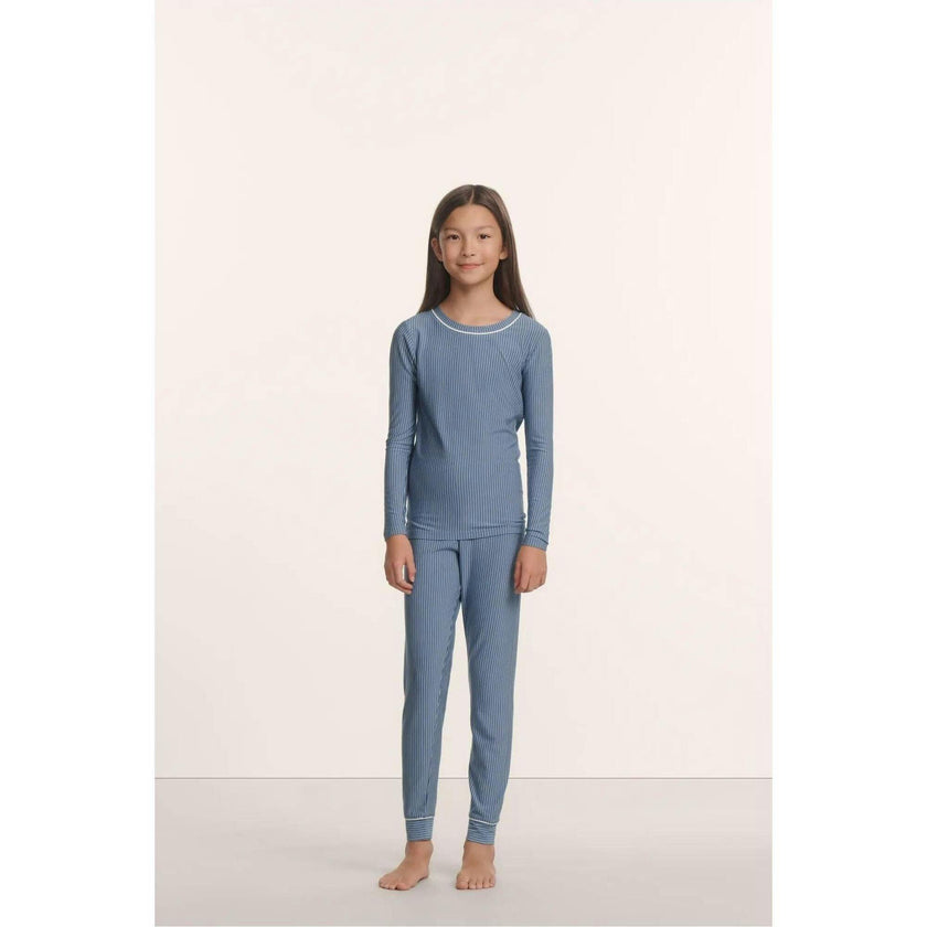 Kids Printed TENCEL™ Modal Unisex Long PJ Set, Blue
