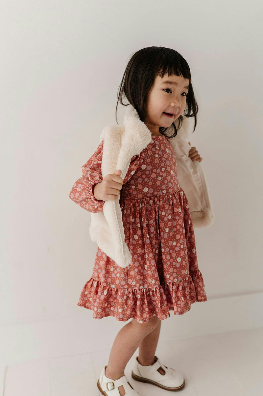 Girls Fur Vest in Cream