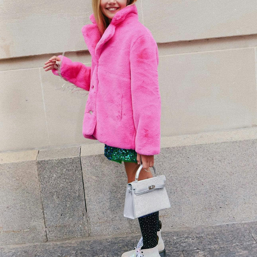 Elle Crystal Faux Fur Coat