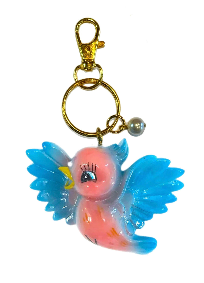 BLUE BIRD BAG / KEY CHARM