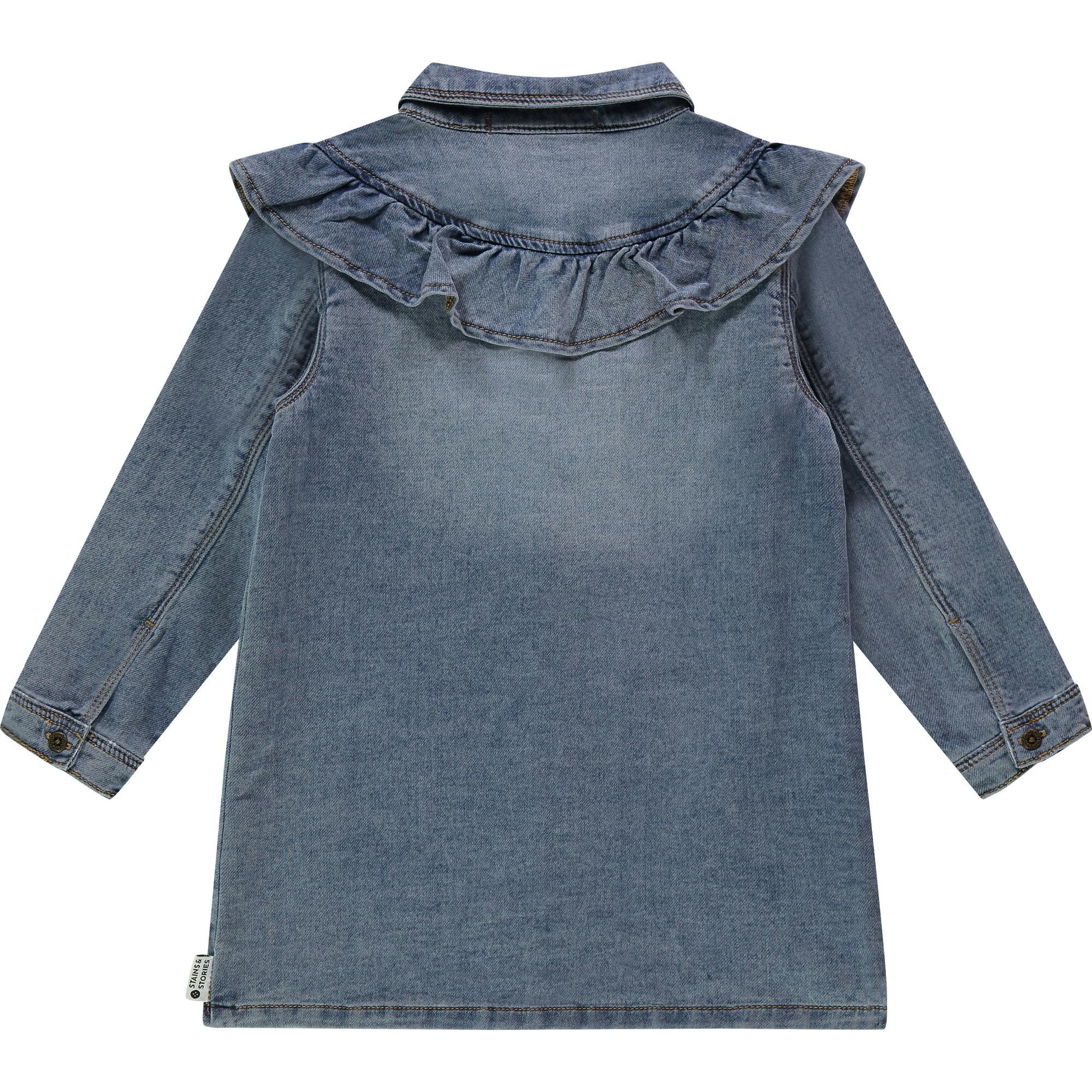 Long Sleeve Ruffle Denim Dress