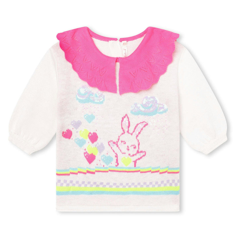 White Bunny Knit Sweater Dress