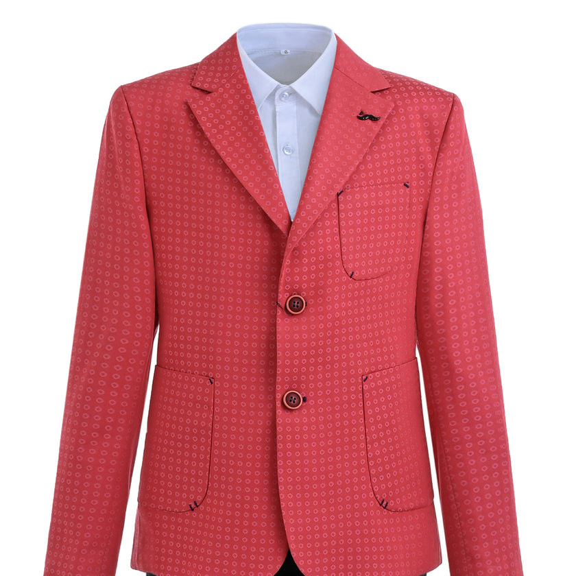 Red Adrian Patterned Blazer Suit Set