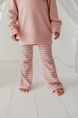 Girls Flare Pants in Misty Rose Stripe