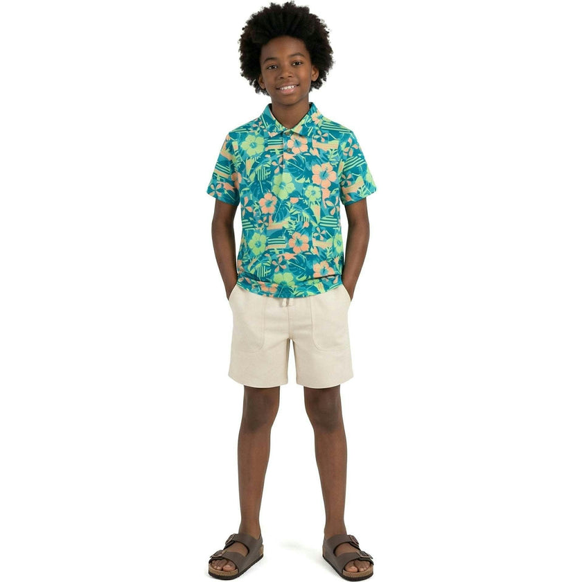 Big Kid Boys Short Sleeve Polo | Sunset Tropics