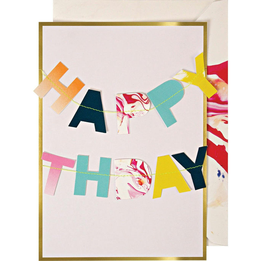 Marble Birthday Garland Card