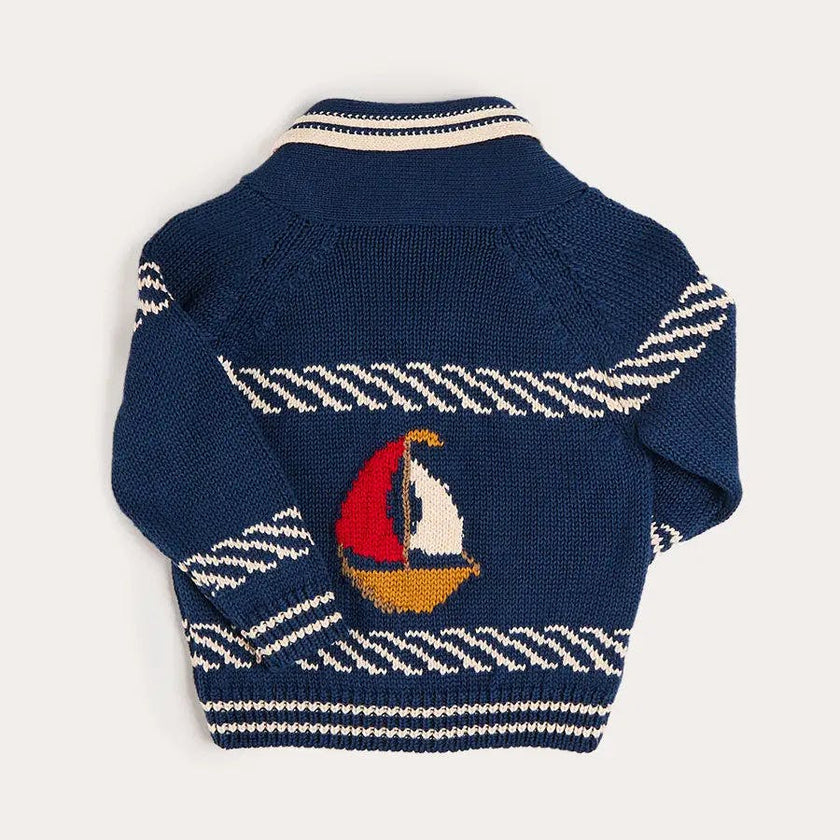 Boat Motif Knitted Cardigan in Navy (2- 10yrs)