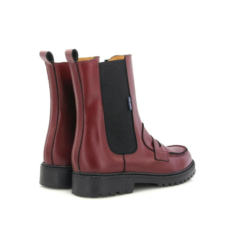 Nyra Soft Shine Penny Boots, Burgundy