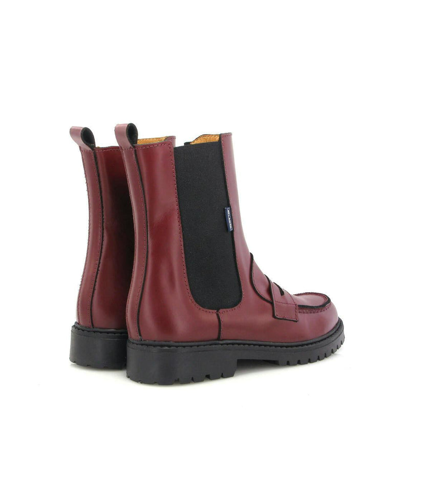Nyra Soft Shine Penny Boots, Burgundy