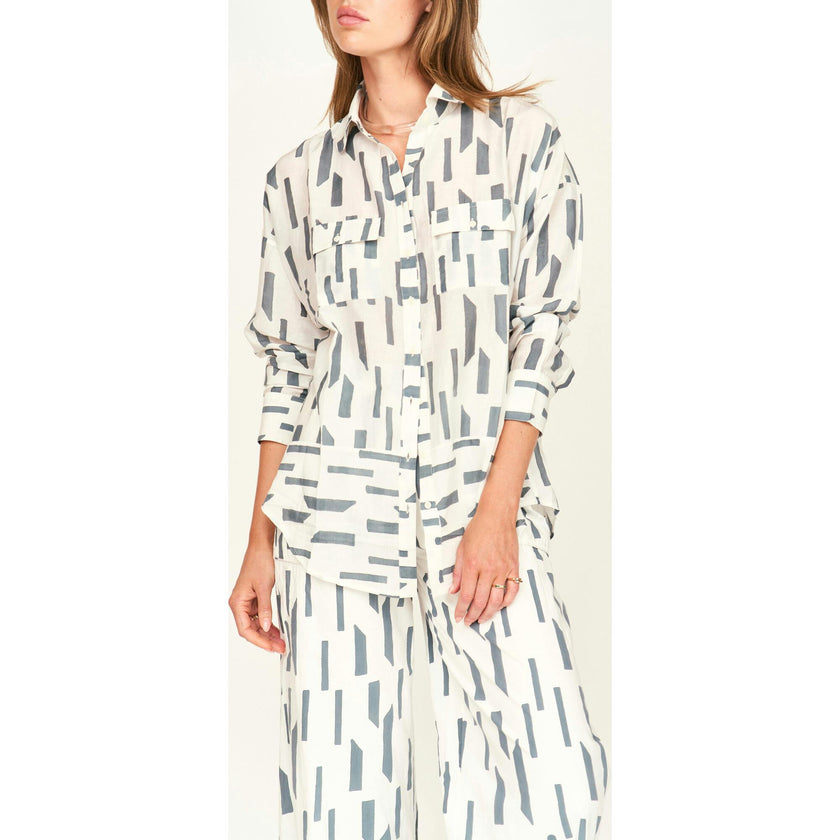 Kyoto Shirt in White Rainfall