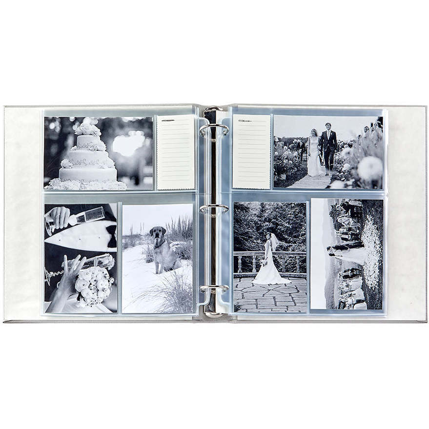 Large Clear Pocket Pebble Grain Leather Photo Album