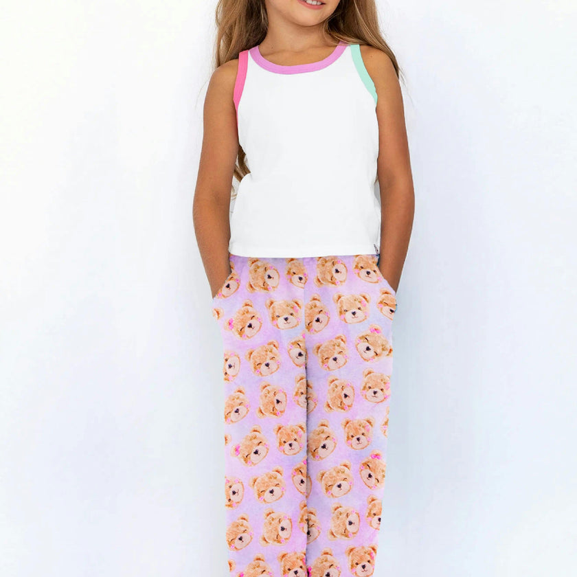 Plush Lavender Teddy Print Loungewear pant
