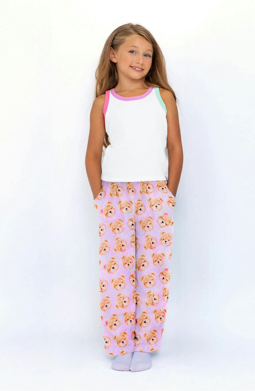 Plush Lavender Teddy Print Loungewear pant