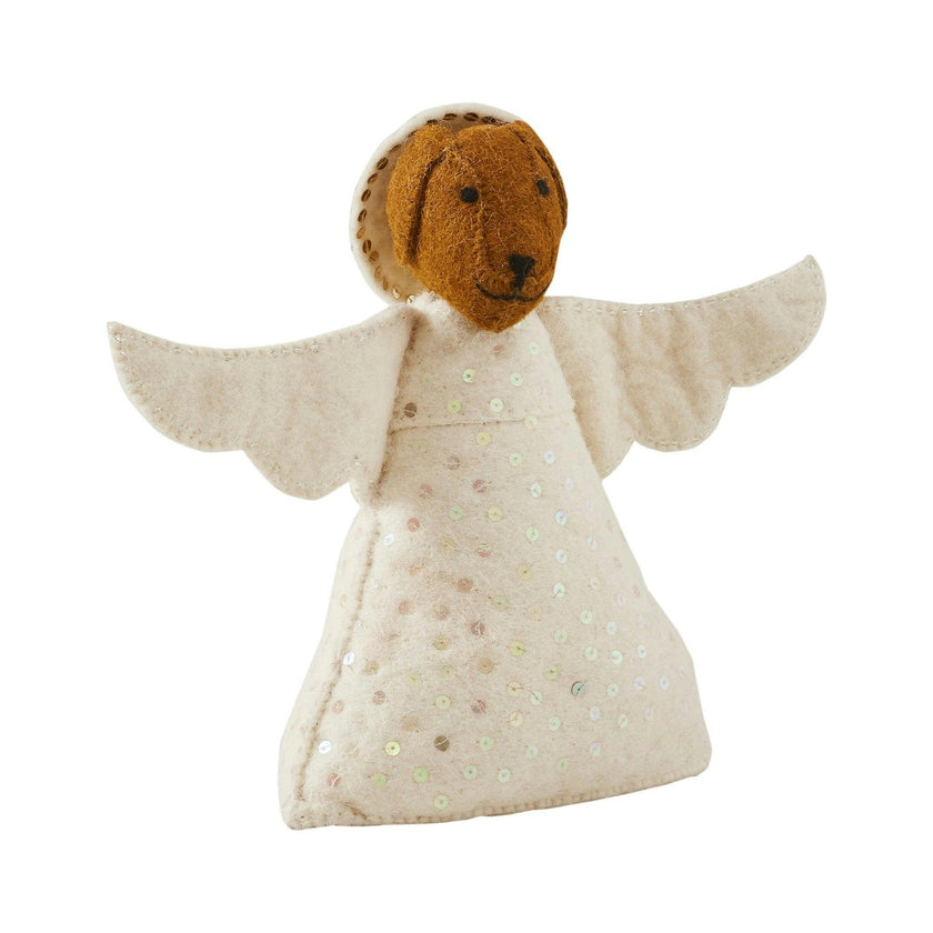 Brown Dog Angel Handmade Felt Christmas Tree Topper