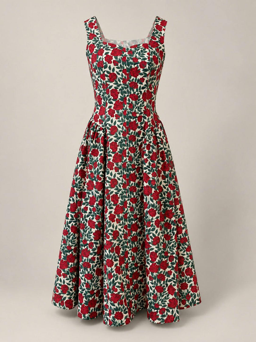 Edith Dress in Red Roses