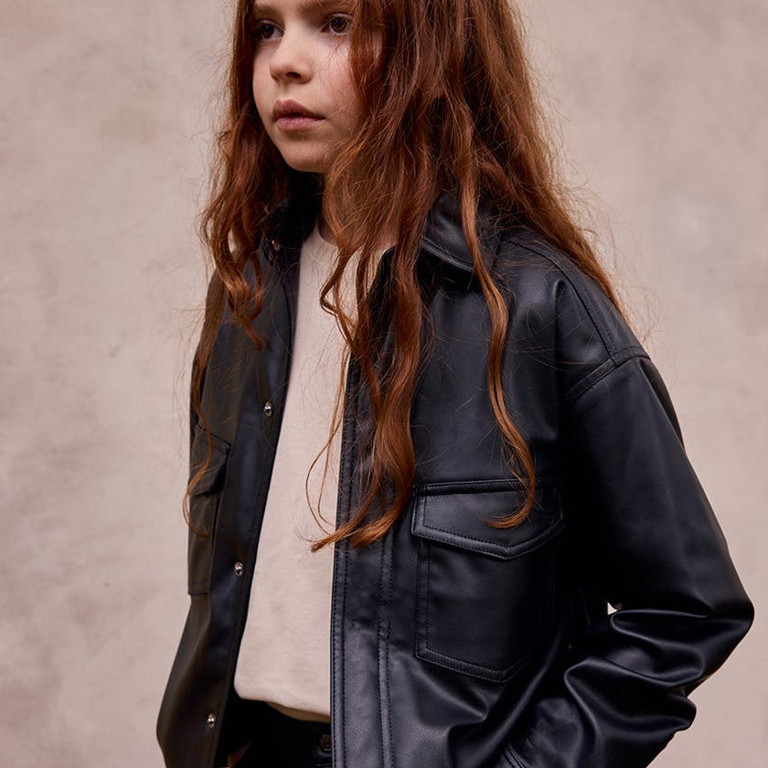Faux Leather Boxy Shirt