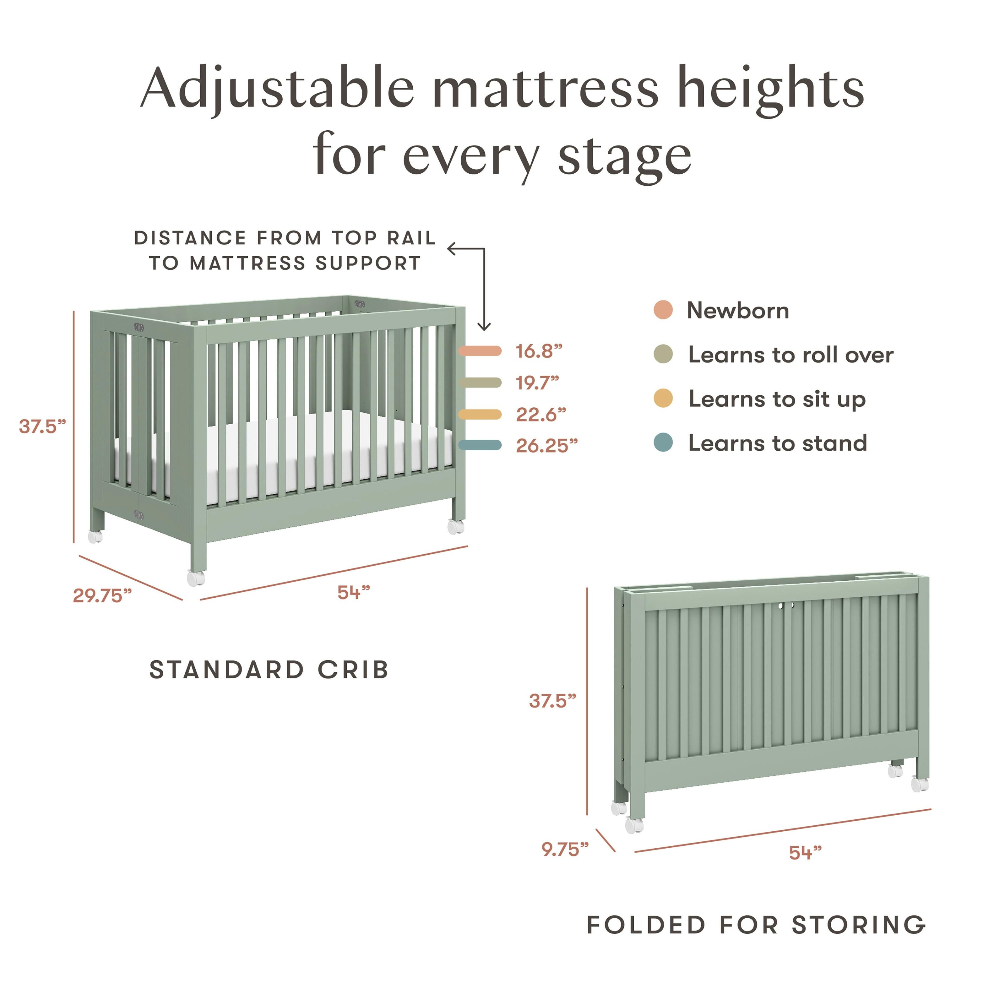 Maki Portable Folding Crib with Toddler Bed Conversion Kit
