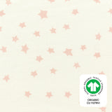 Mini Crib Sheet in GOTS Certified Organic Brushed Cotton in Ivory with Dusty Rose Stars