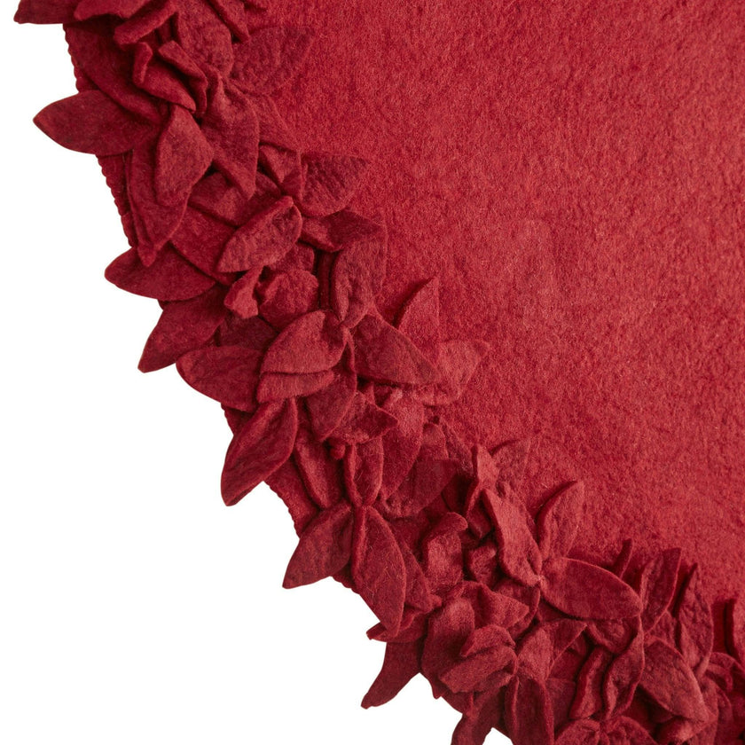 Handmade Overlapping Flowers Maroon XL Christmas Tree Skirt 72"