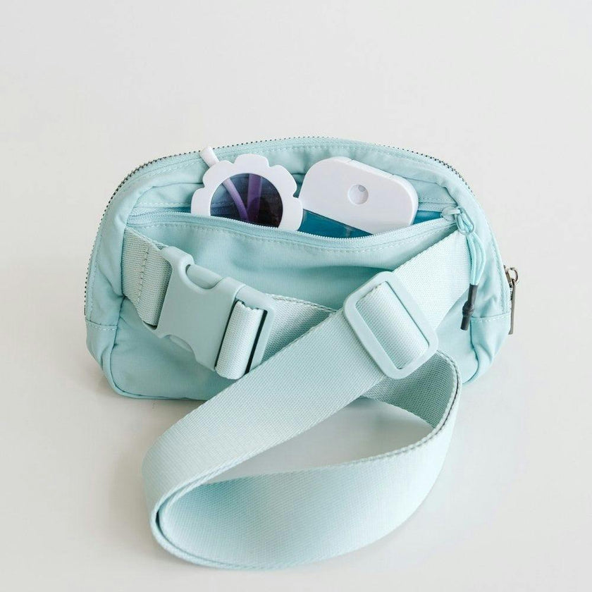 Sky Blue Floral Bow Patch Belt Bag
