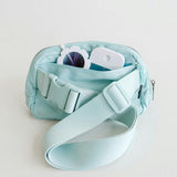 Sky Blue Floral Bow Patch Belt Bag
