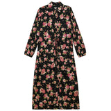 Printed Satin Belted Shirt Dress