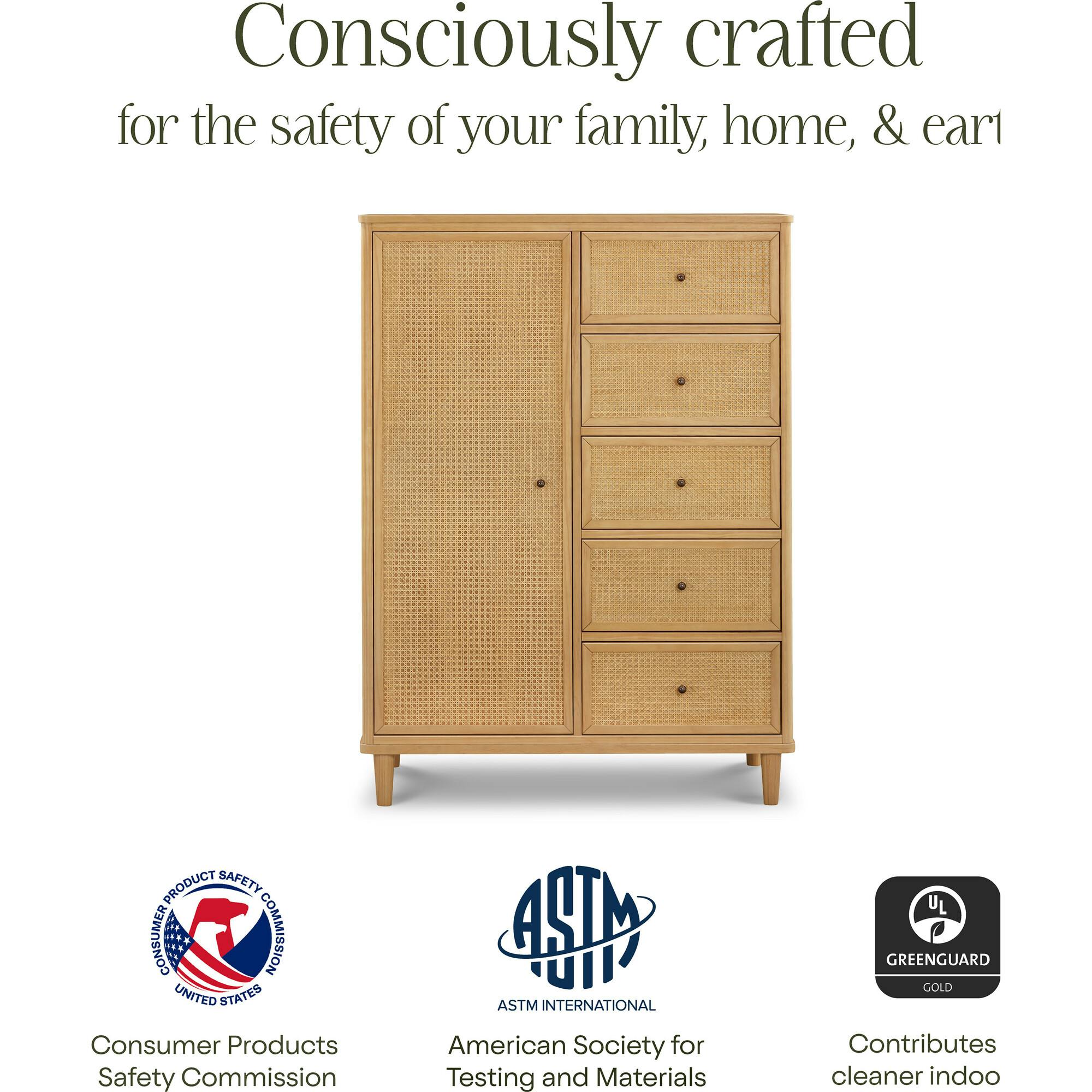 Marin with Cane Assembled Chifforobe in Honey/Honey Cane