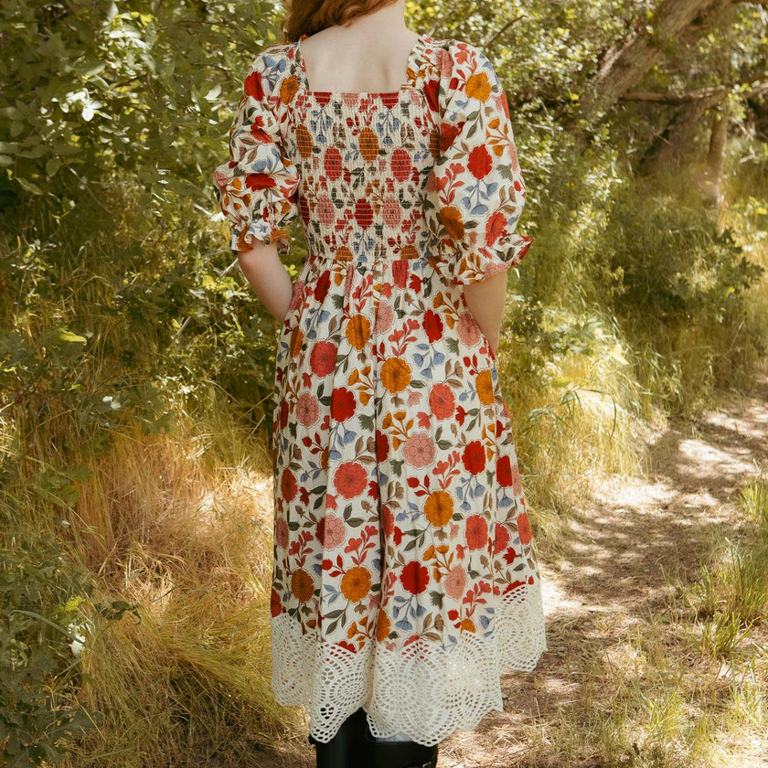 Teagan Dress in Sepia Flower