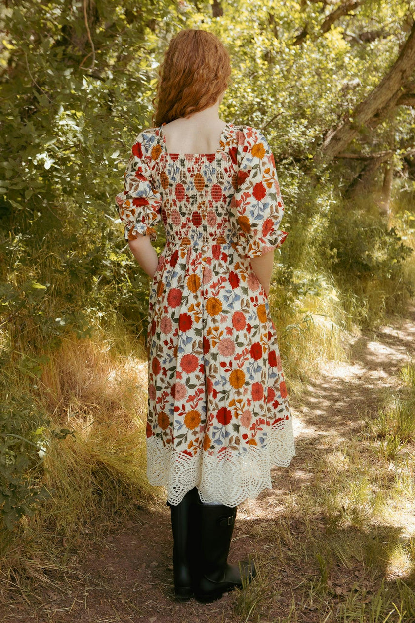 Teagan Dress in Sepia Flower