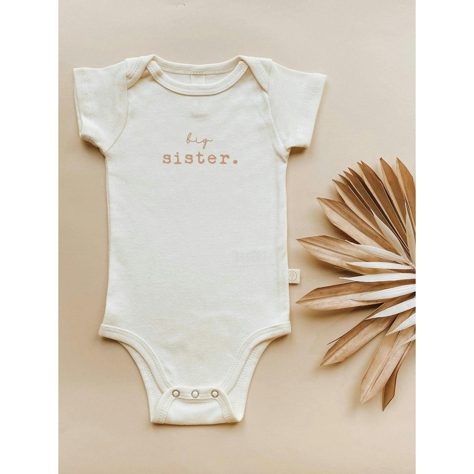 Big Sister Clay Organic Cotton Short Sleeve Baby Bodysuit