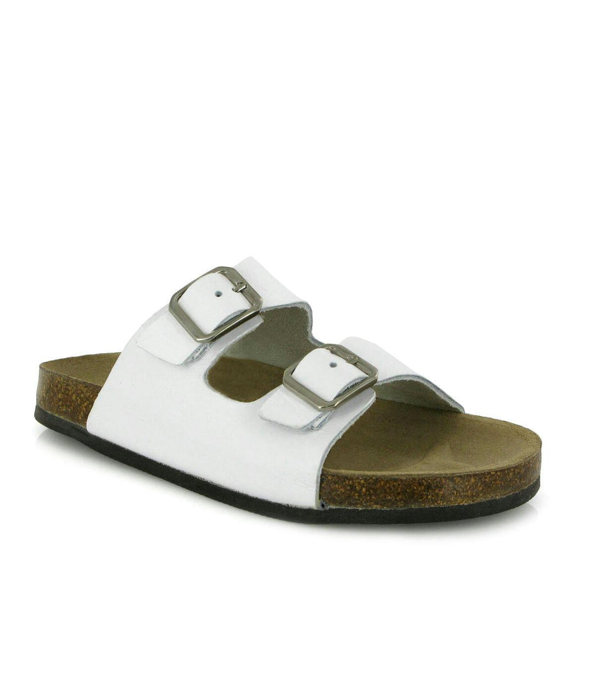 Smooth Leather Two Velcro Sandal, White