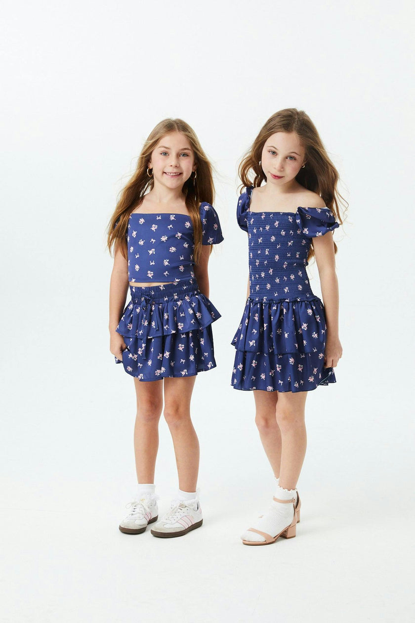 Willow Rose Bow Navy Satin Skort