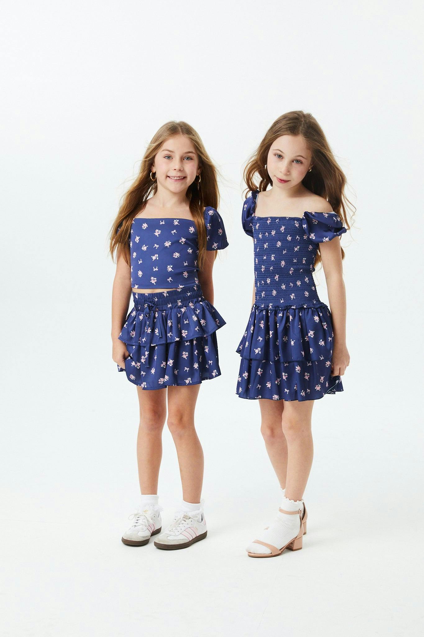 Willow Rose Bow Navy Satin Skort