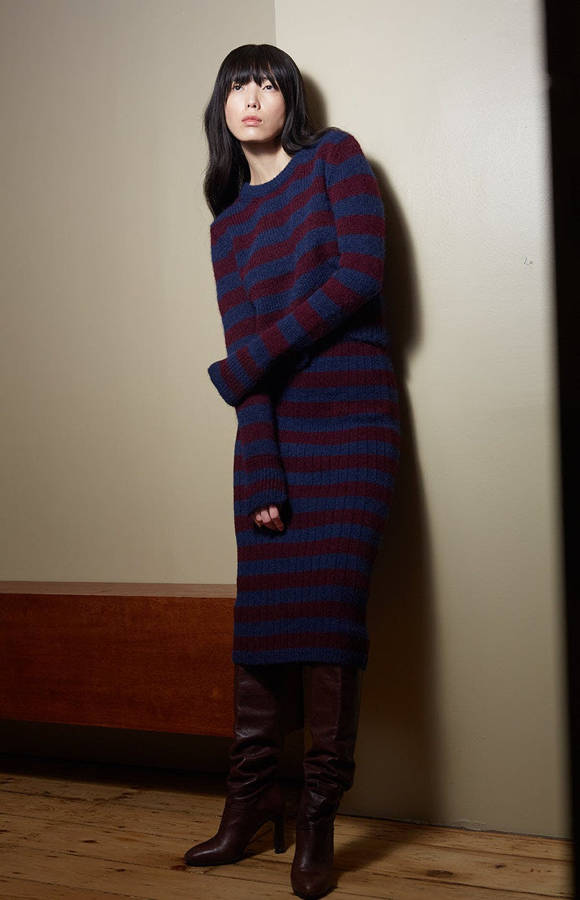 AVA STRIPE SWEATER | IVORY + NAVY