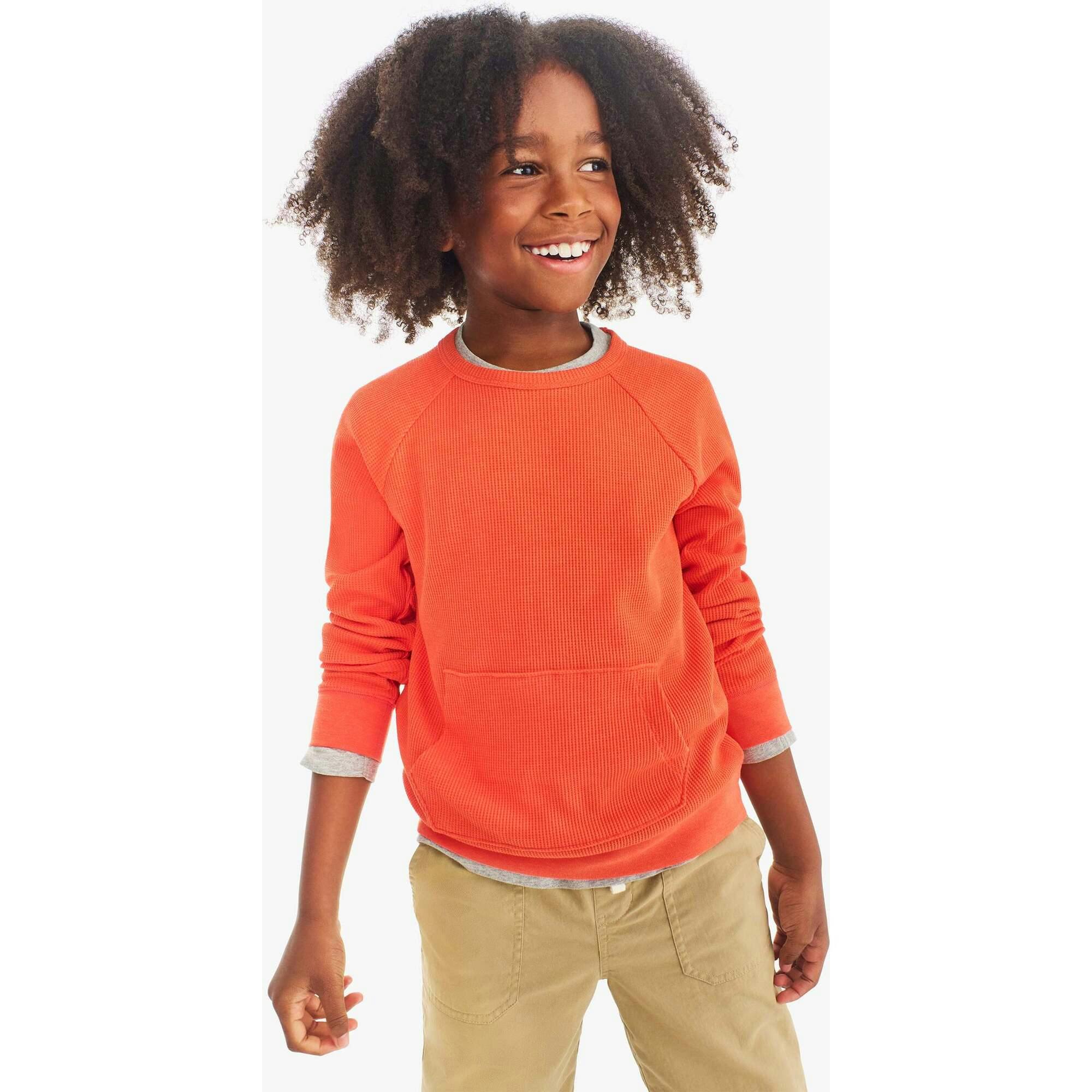 Kids heathered waffle pocket tee