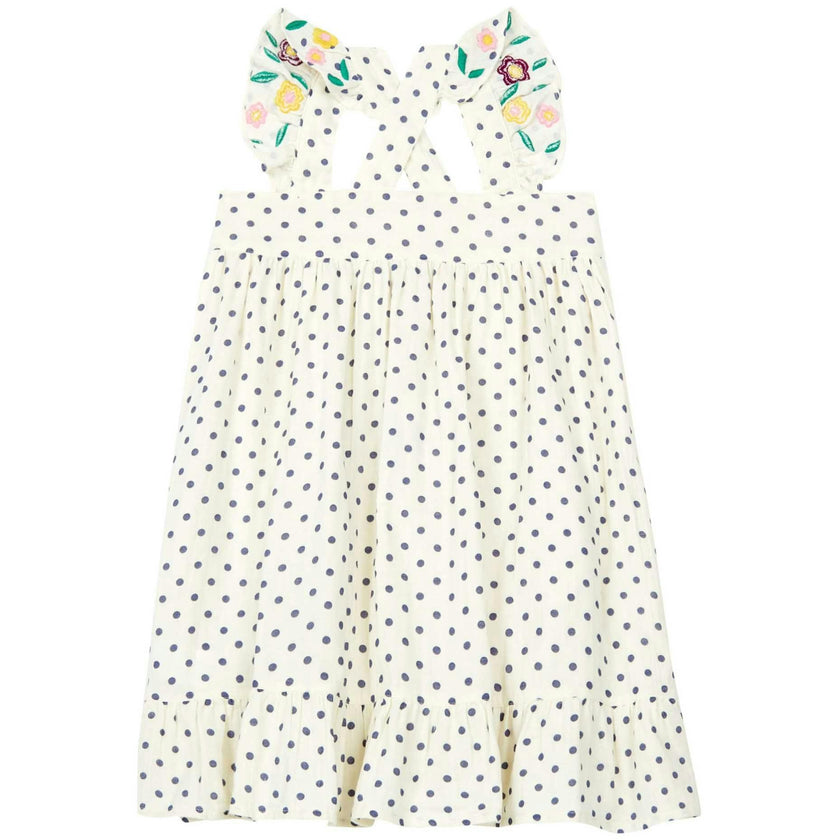 BONTON Elodie Embroidered Polka Dot Dress
