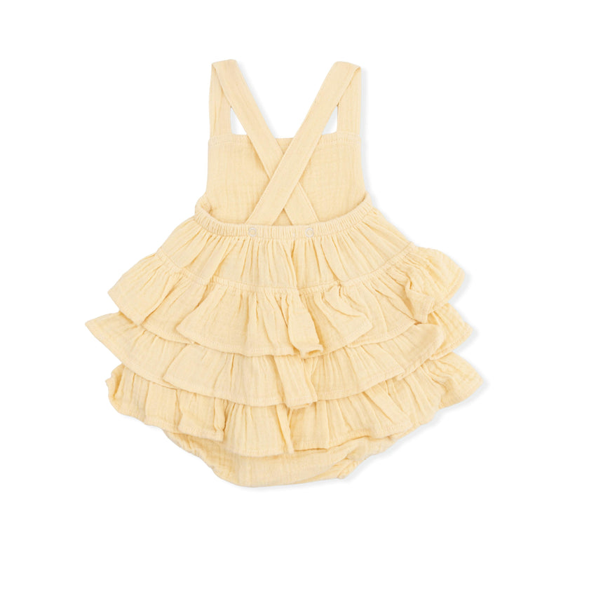 Solid Muslin Italian Straw - Ruffle Sunsuit
