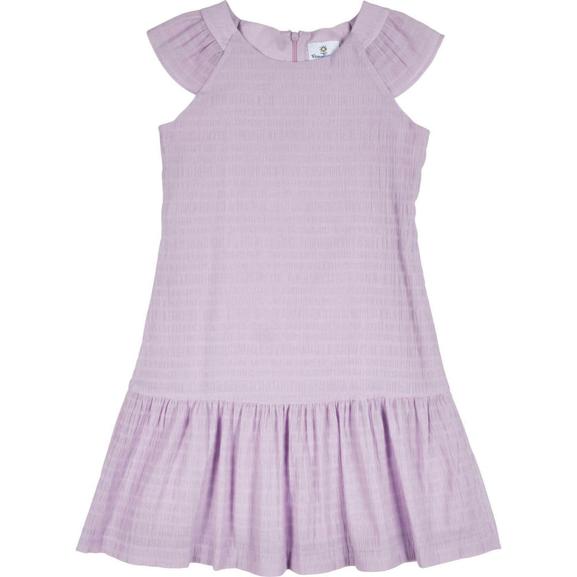 Crinkle Lawn Dress With Shirred Hem Ruffle
