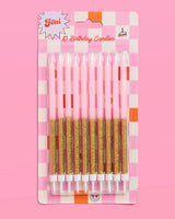 Pink + Gold Glitter Candles - 10 birthday candles