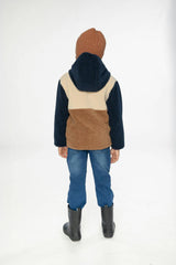 Reversible Mid-Season Jacket Dark Blue, Beige And Brown
