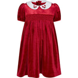 Princess Cherry Hand Smocked Velvet Girls Dress