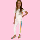 White Rainbow Sequin 2-Piece Jogger Set