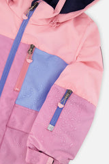 Two Piece Play Snowsuit Pink And Purple Colorblock With Watercolor Floral Print Pants